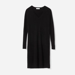 NWT Everlane Cashmere V-Neck Midi Dress Black XS